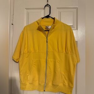 Woman’s short sleeve zip up top- plus size- 1X - yellow- NWOT
